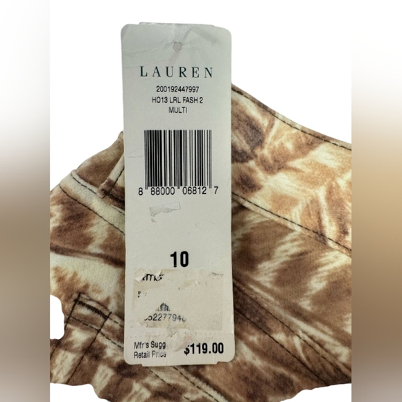 Lauren Ralph Lauren NWT Creme/Tan Feather Stretch Skinny Velvety Pants Size 10 - Picture 9 of 12